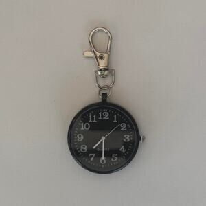 Y2K Black Digital Pocket Watch Keychain Unisex Modern Accessory New